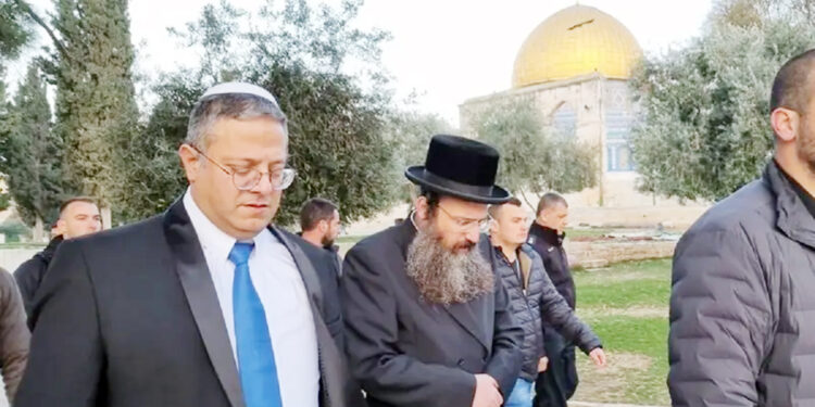 اسرائیلی وزیرکا مسجد اقصی کا اشتعال انگیز دورہ