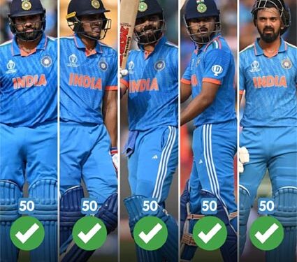 عالمی کپ میں پہلی مرتبہ پہلے پانچ بلے بازوں نے بنایا پچاس سے بڑا اسکور