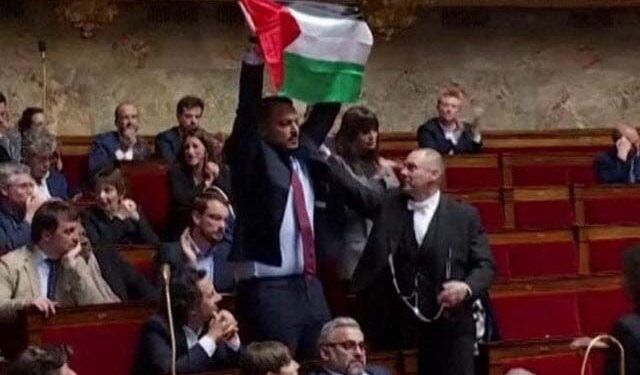 پارلیمنٹ میں فلسطینی پرچم لہرانے پر فرانسیسی رکن اسمبلی کو معطل کردیا گیا